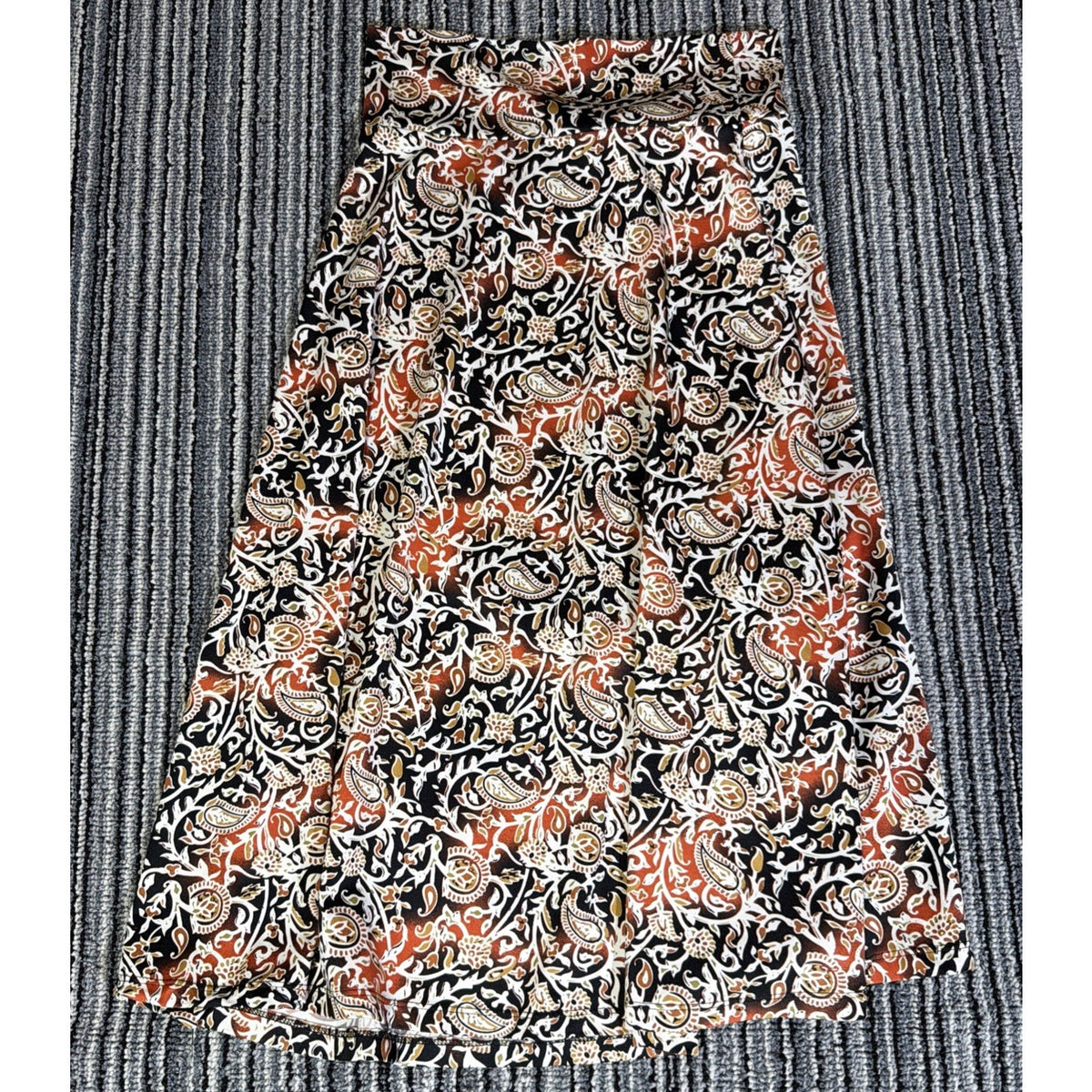 Hypnotized Jersey Skirt Women S Multi Paisley Design Elastic Waist Boho Retro