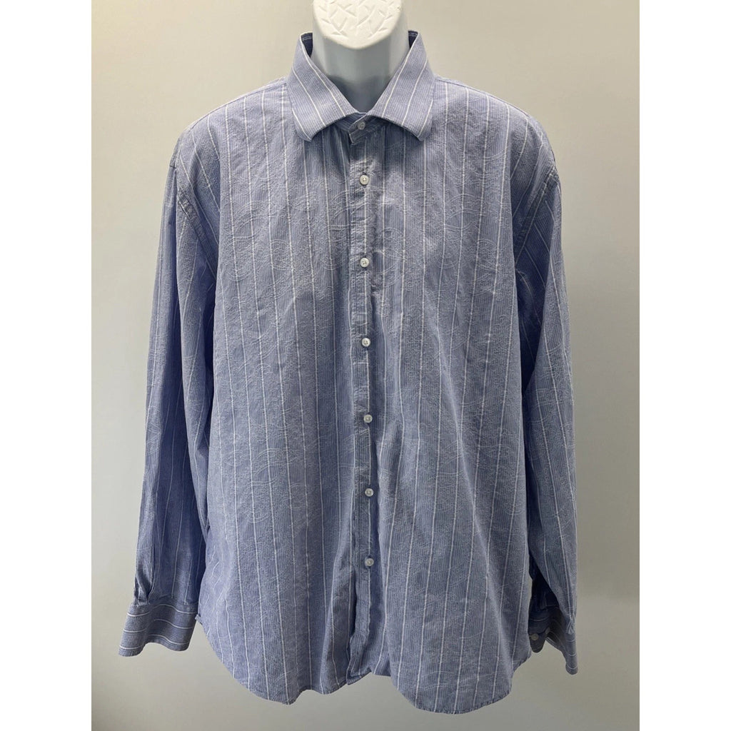 Size XXL BLUE Men’s Long Sleeve, Button Down, Blue, Striped, Paisley Shirt