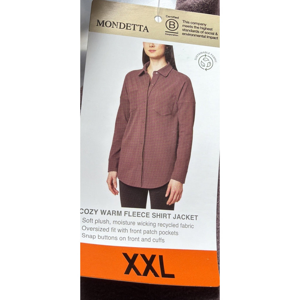 Mondetta women cozy warm fleece oversized fit snapbutton shirt jacket XXL New!