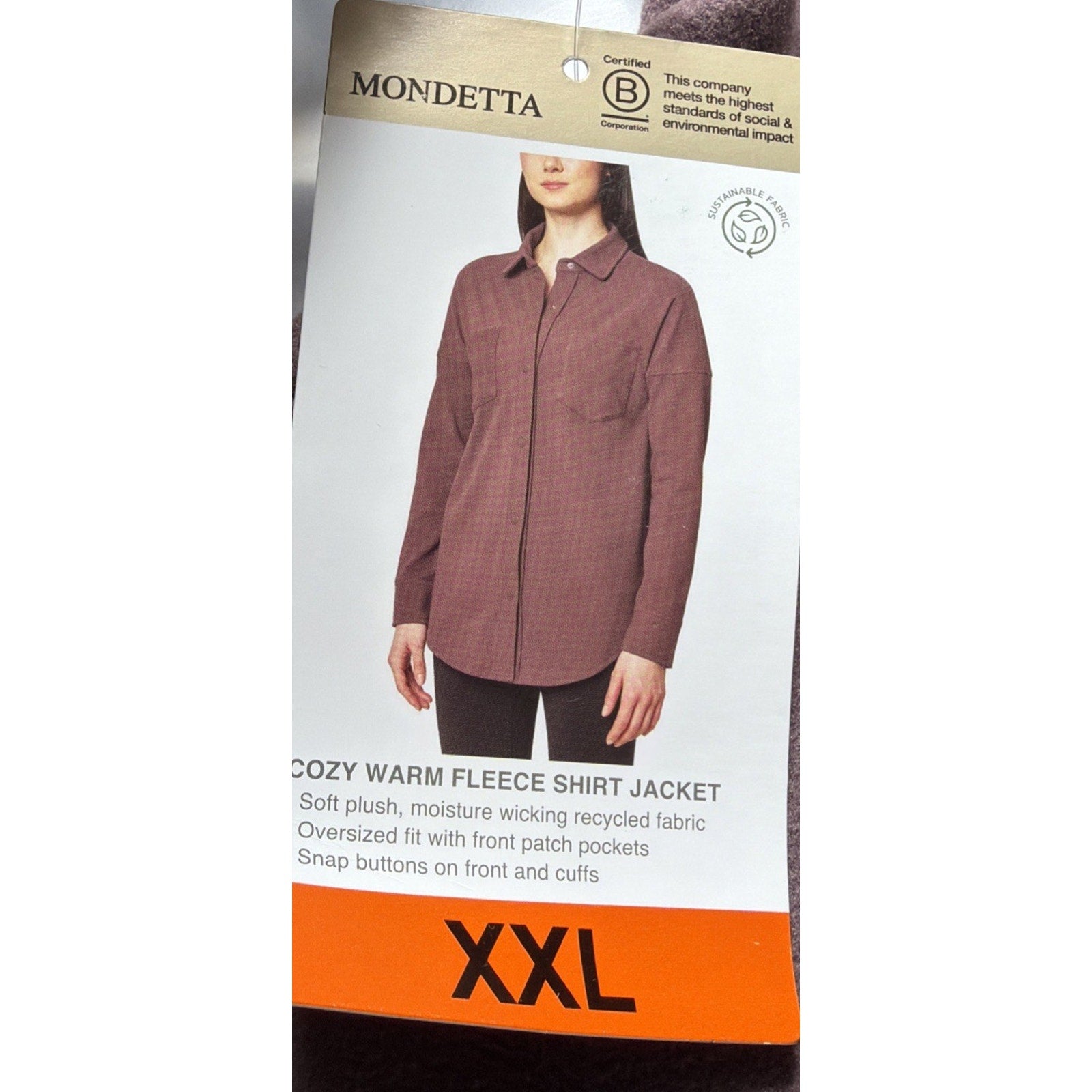 Mondetta women cozy warm fleece oversized fit snapbutton shirt jacket XXL New!