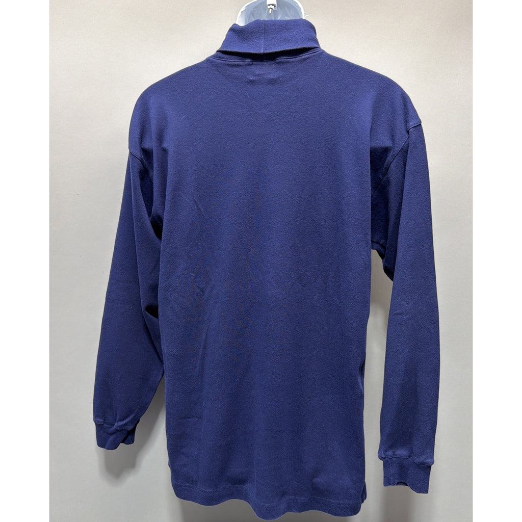 VTG Windsor Shirt Company Mens Blue Interlocking Cotton Turtleneck Long Sleeve L