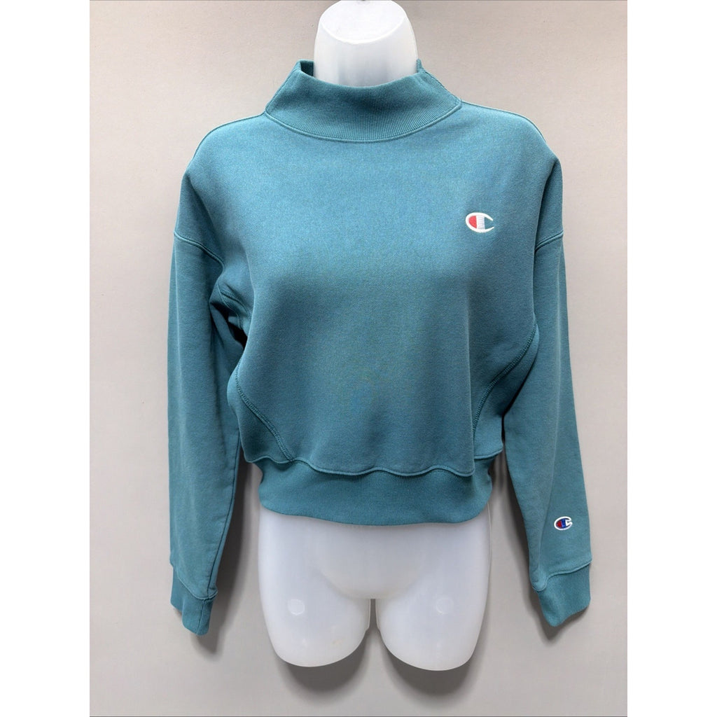 Champion Life Reverse Weave Mock Neck Sweater Everglade Green Size Small