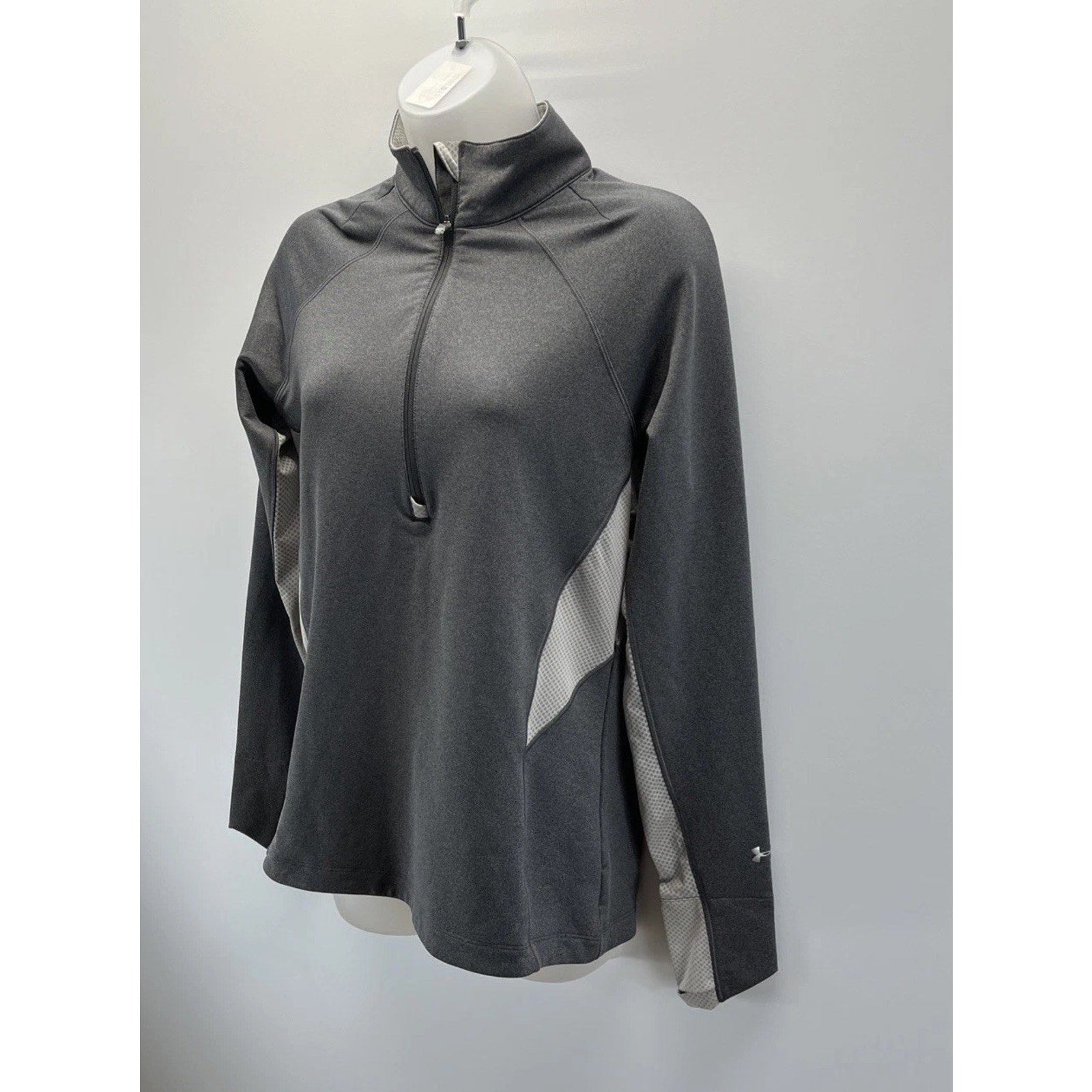 Under Armour ColdGear Womens L Gray 1/4 Zip Pullover Semi Fitted Running