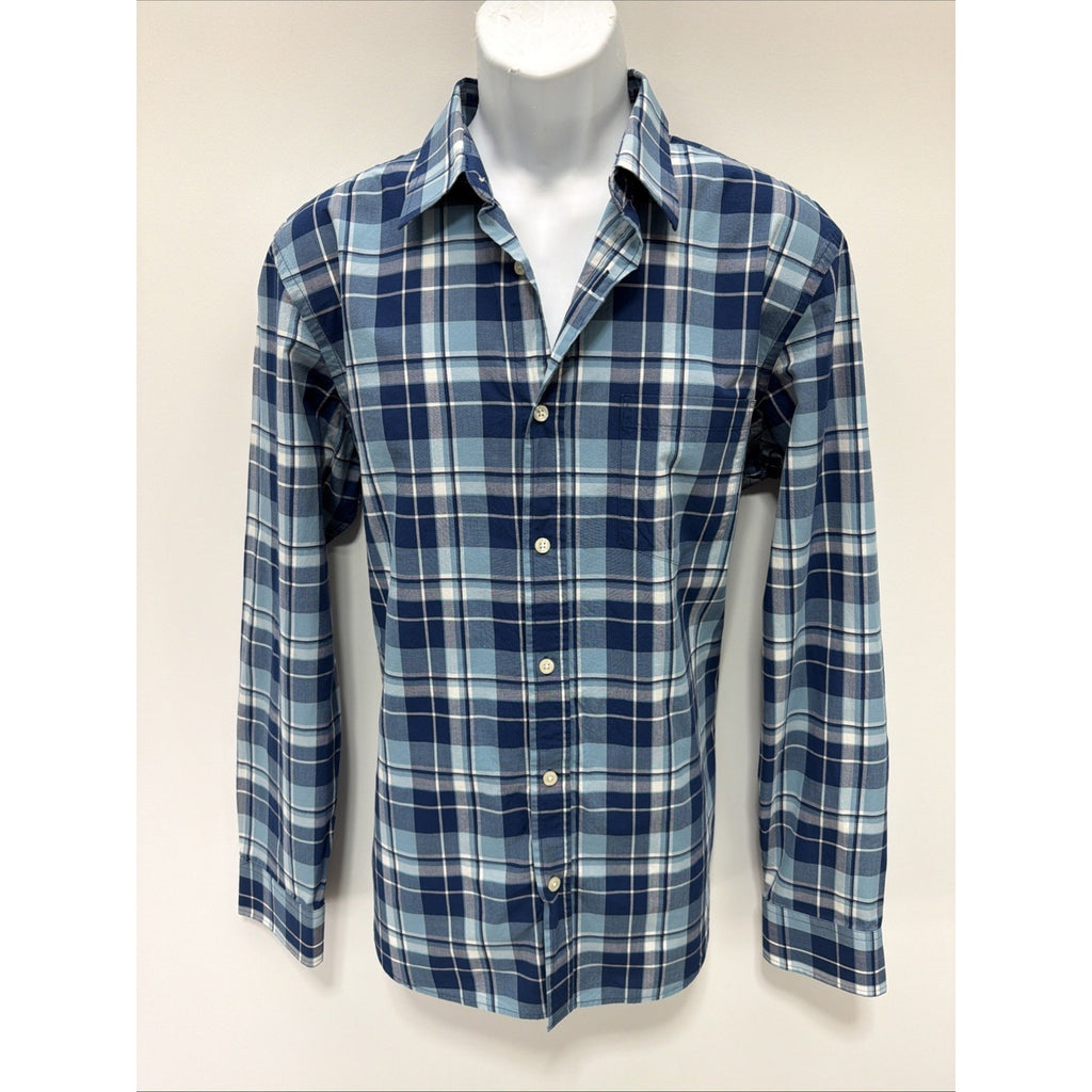 Banana Republic Shirt Mens L Blue Plaid Soft Wash Slim Fit Button Up LS