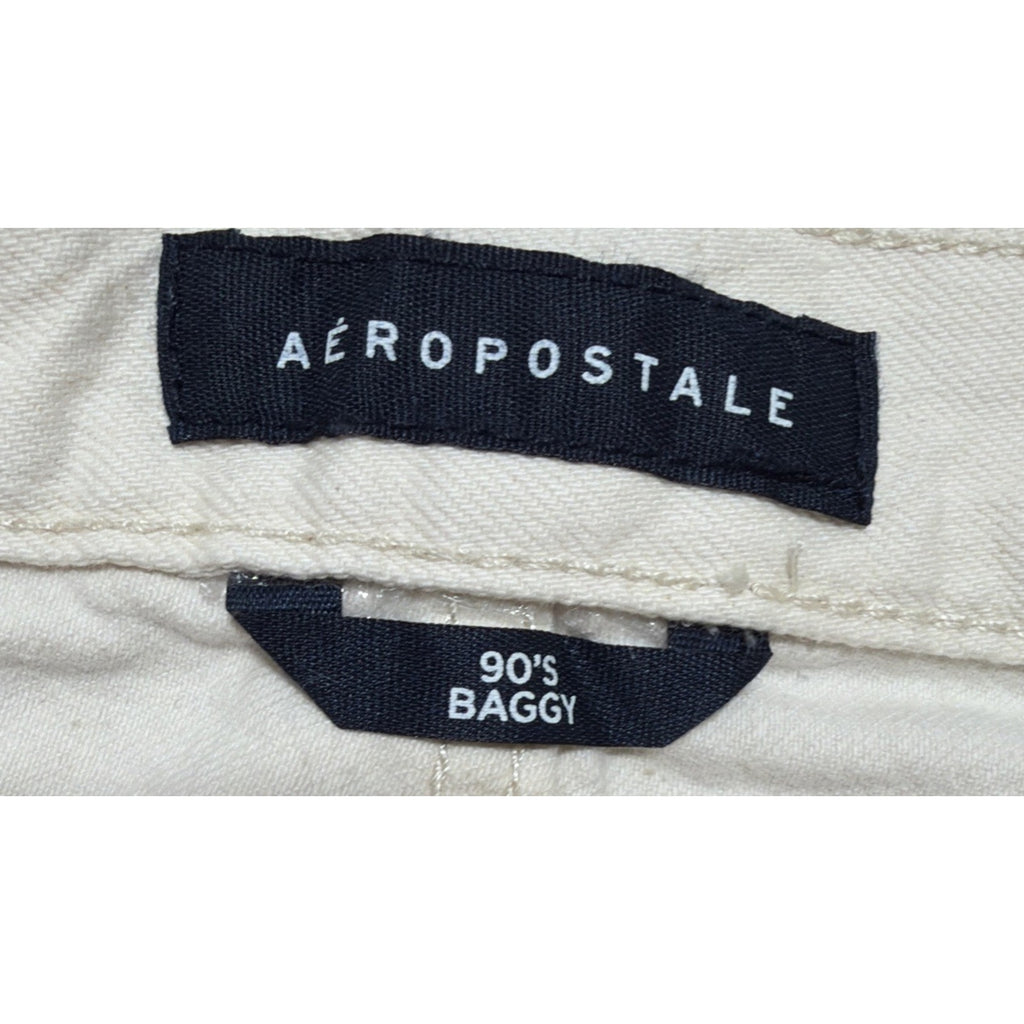 Aeropostale Women's 90s High Rise Baggy Jeans In Cream Size 10 NWT 32x31
