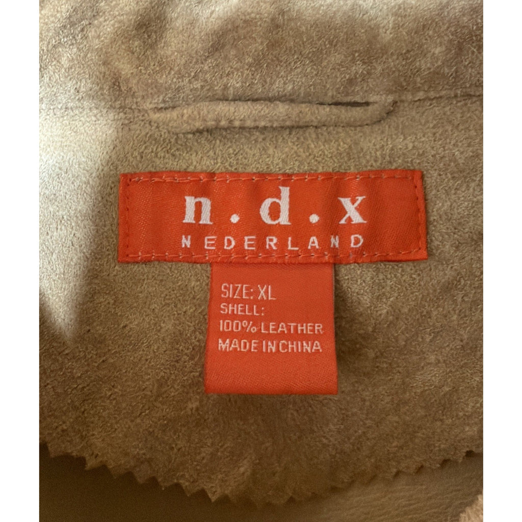 NWOT NDX Nederland Men XL Tan Suede Leather Shirt Jacket Western Overshirt