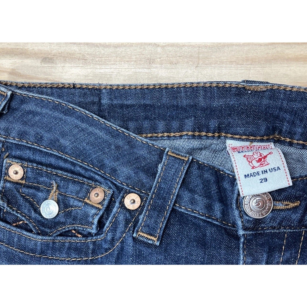 True Religion Women's Skinny Jeans Size 28 Flap Pockets Dark Wash Made in USA