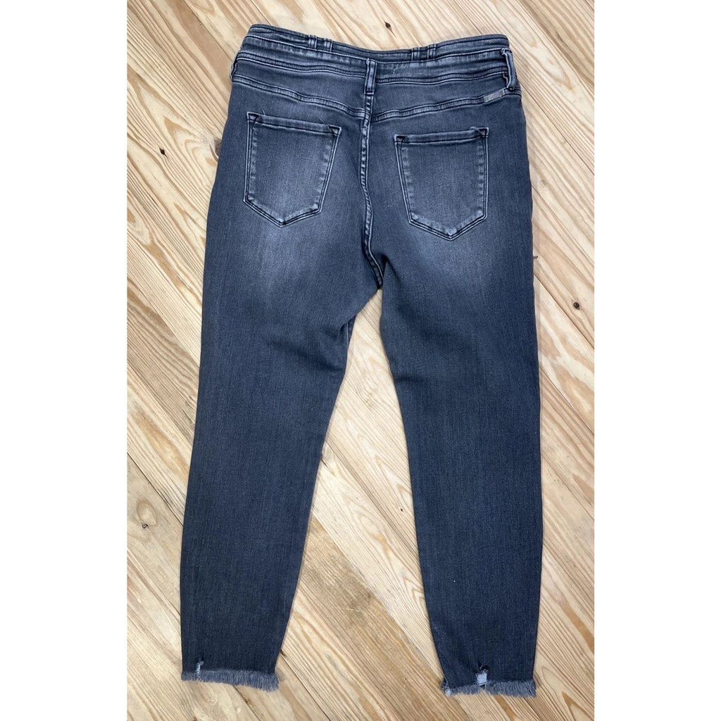 KanCan Jeans Skinny High Rise Ankle Charcoal Wash Size 31 Raw Hem