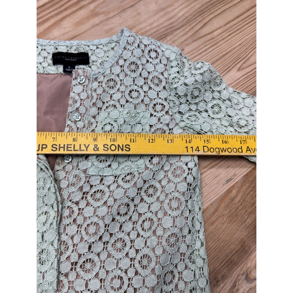 Victoria Beckham Mint Lace Girls Lined Green Dress Long Sleeve Size Small
