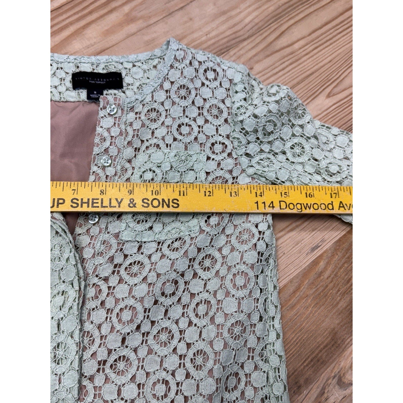 Victoria Beckham Mint Lace Girls Lined Green Dress Long Sleeve Size Small