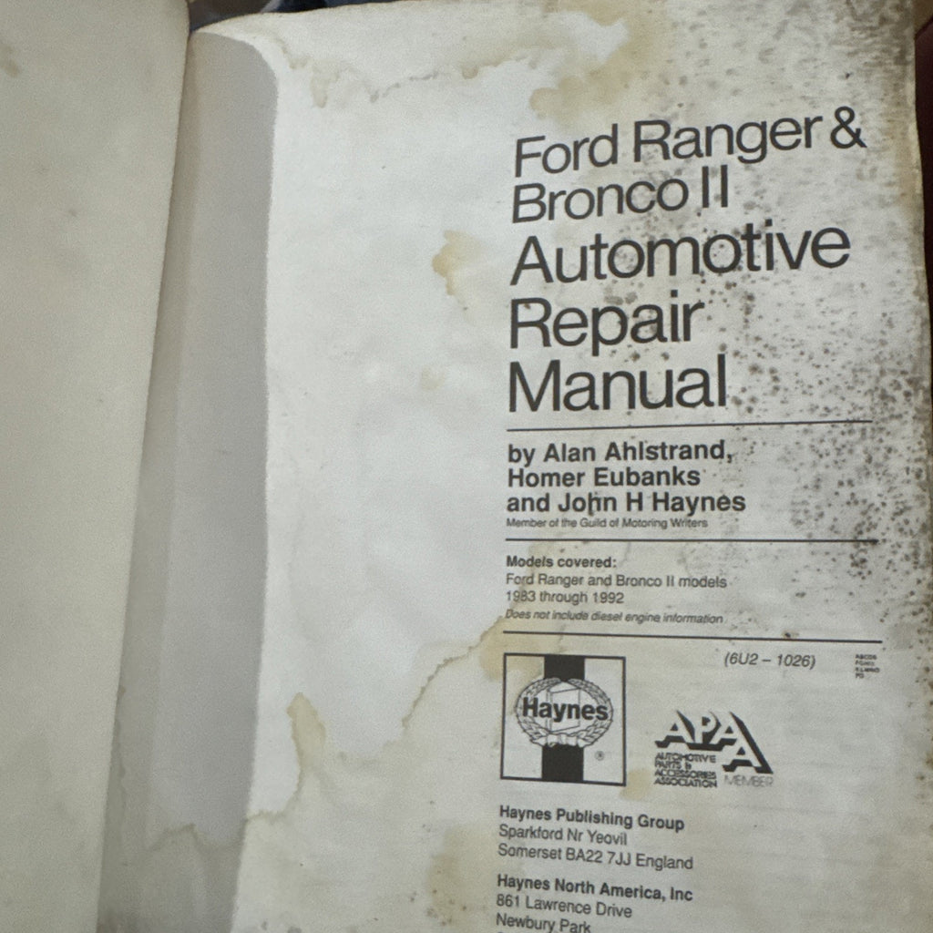 Haynes Ford Ranger Bronco II Owners Workshop Repair Manual 1983 1989 2WD 4WD