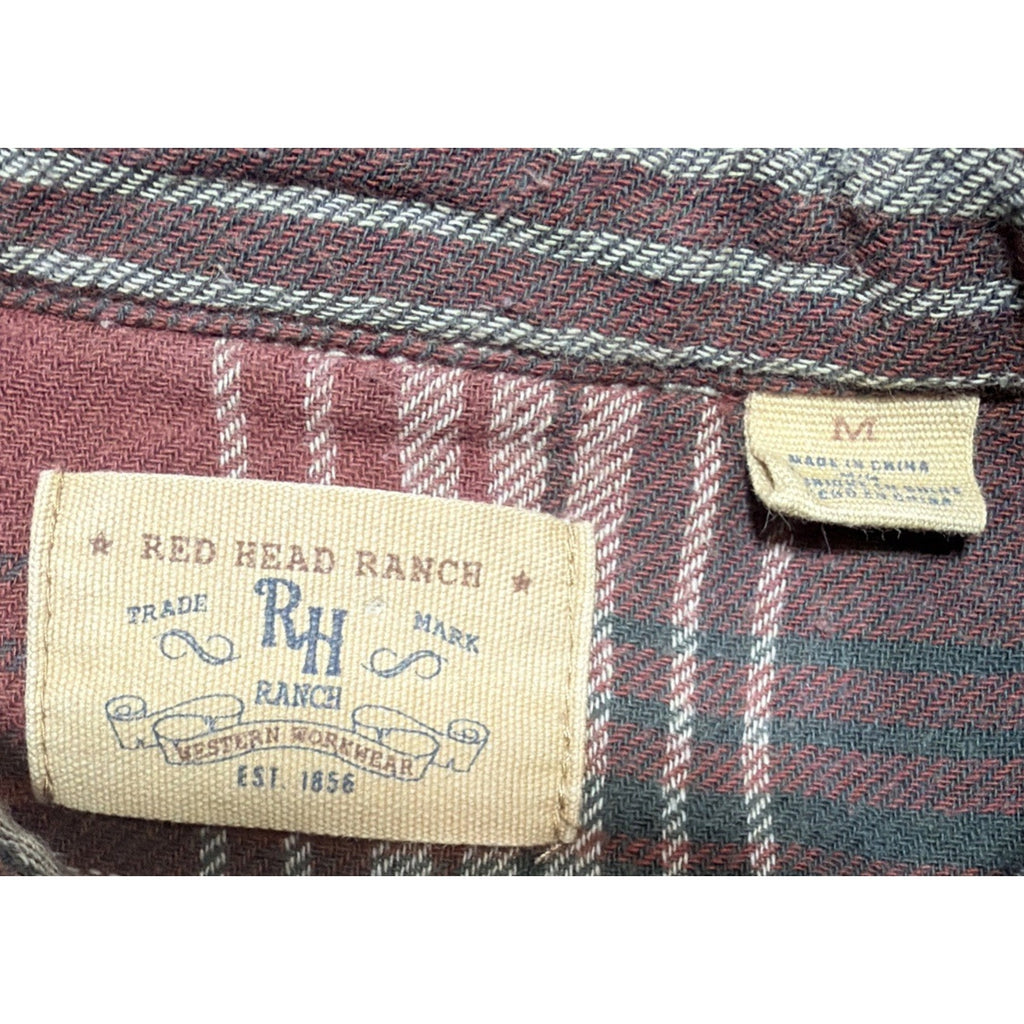 Red Head Ranch Heavyweight Flannel Shirt Mens Size Plaid Farm Workwear Cabin