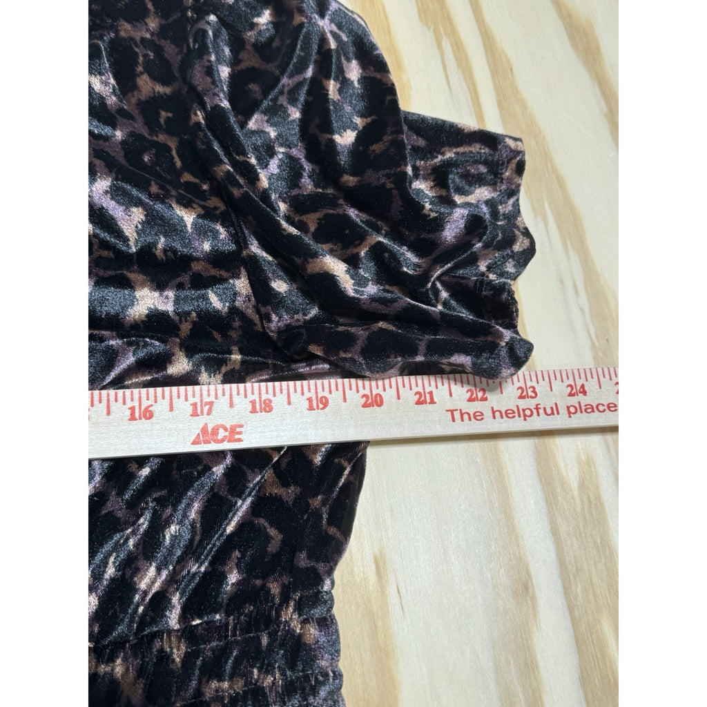 French Connection Women's Leopard Velvet Dress Size XXL NWT V-Neck Elastic Waist