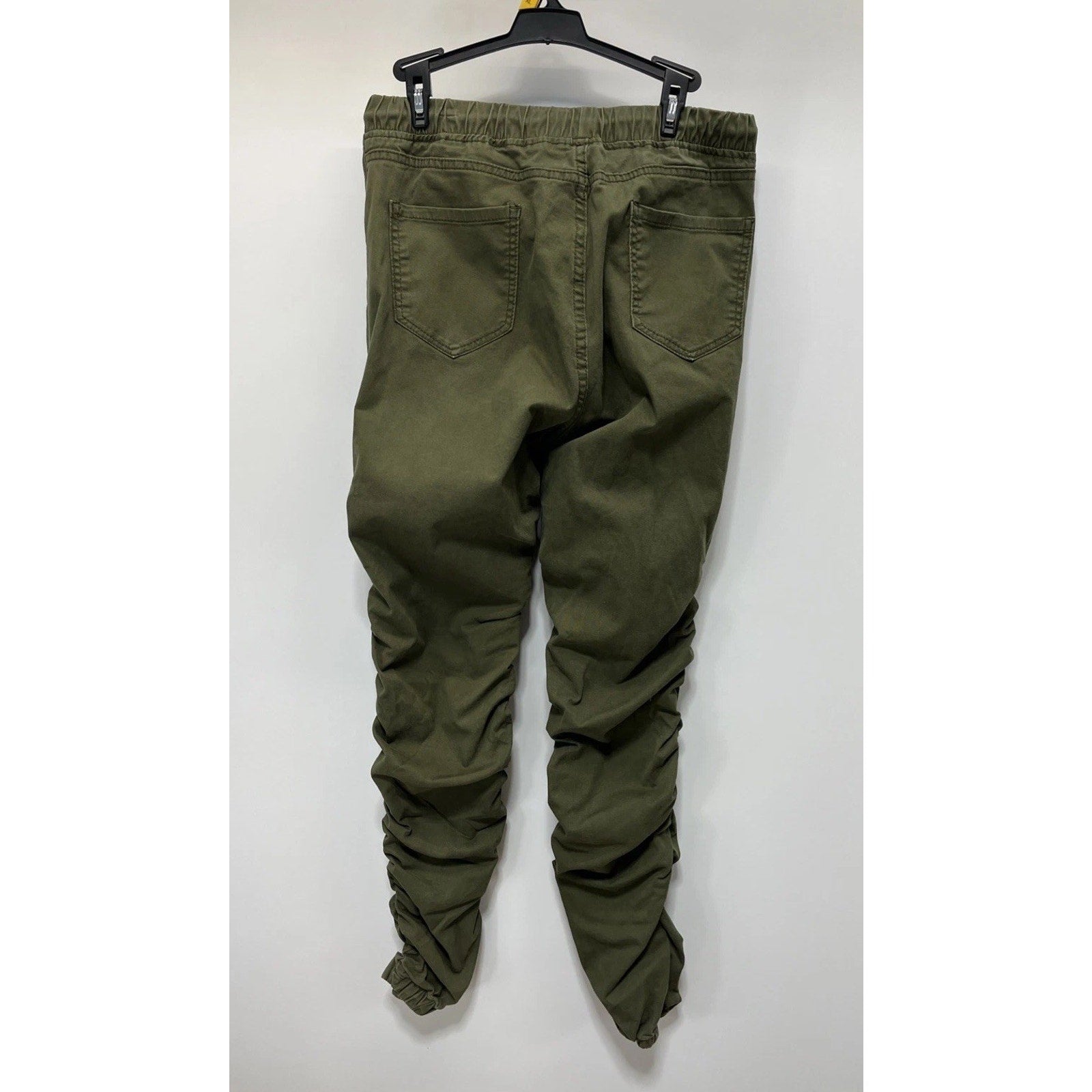 American Bazi Pull On Jogger Pants Large Ruching Skinny Stretch Pockets Green