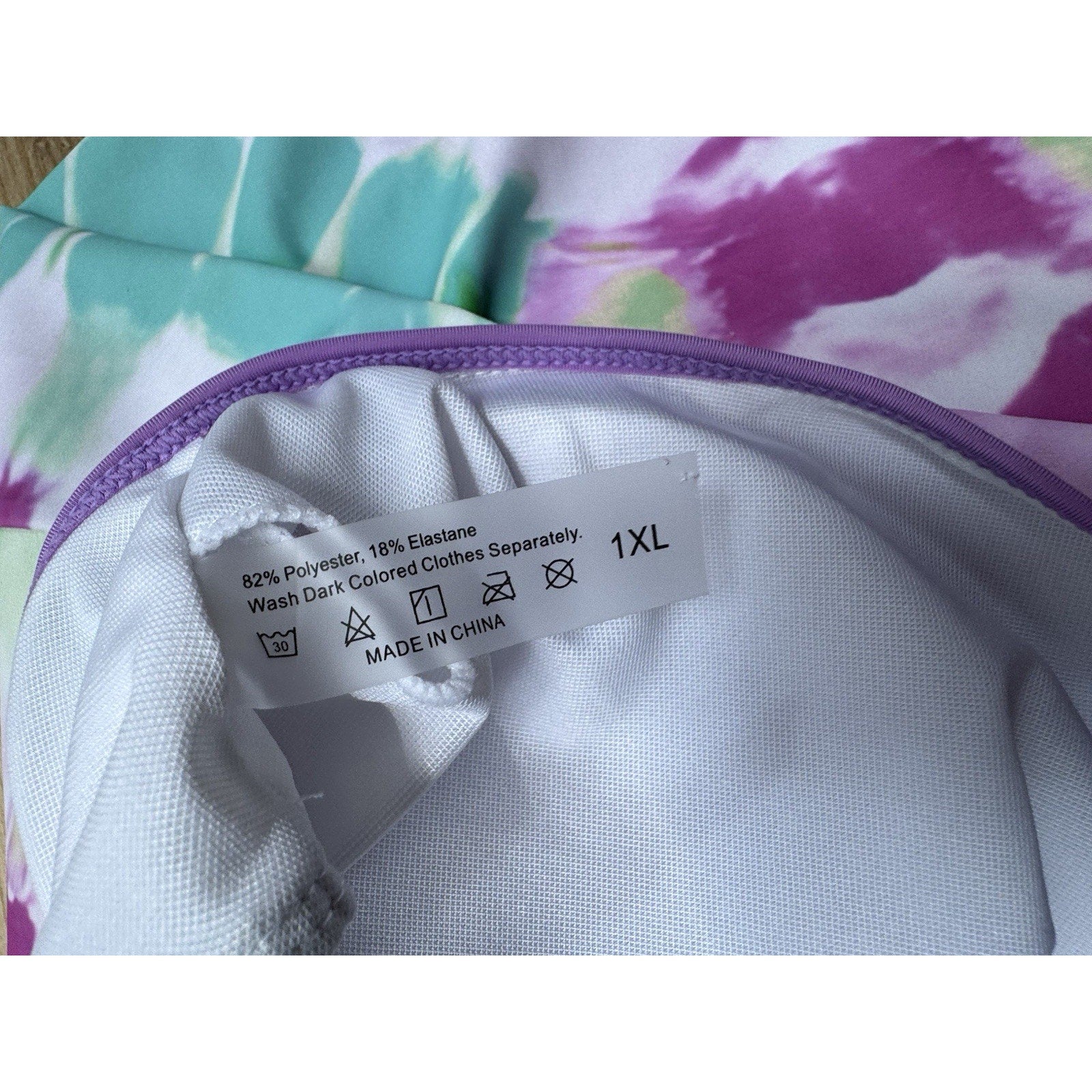 Tie Dyed Women’s Blouse Bathing Suit Modest Size 1XL Lined Top Swimsuit