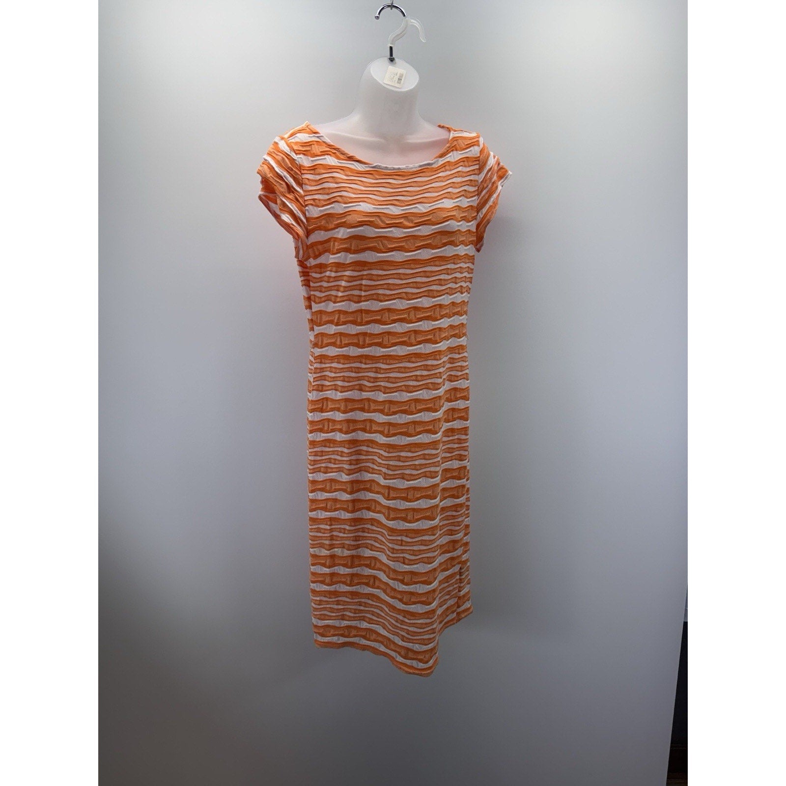 Sharagano Womens White & Pink Rayon Round Neck Short Sleeve Knee Length Dress 8P