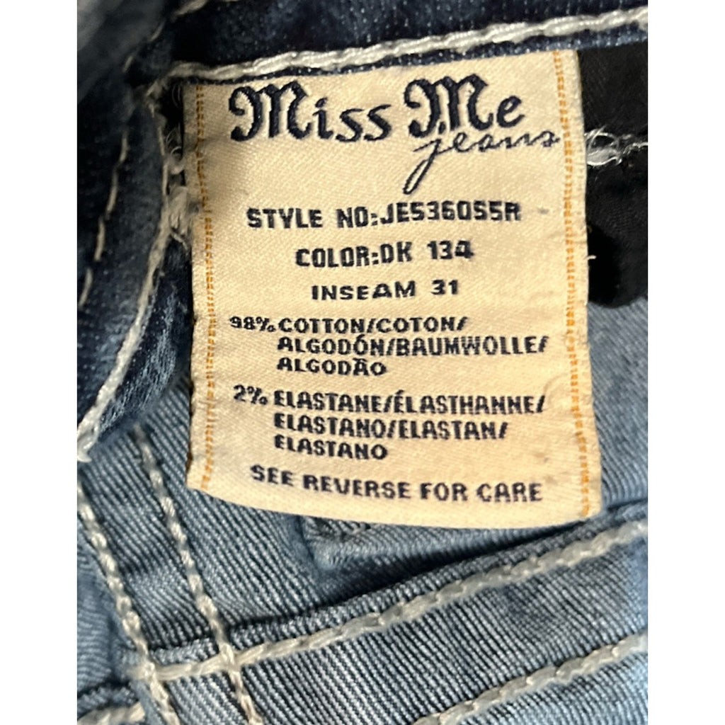 Miss Me Embroidered Rhinestone Fleur de Lis 5 Pocket Skinny Jeans Size 27 29x31
