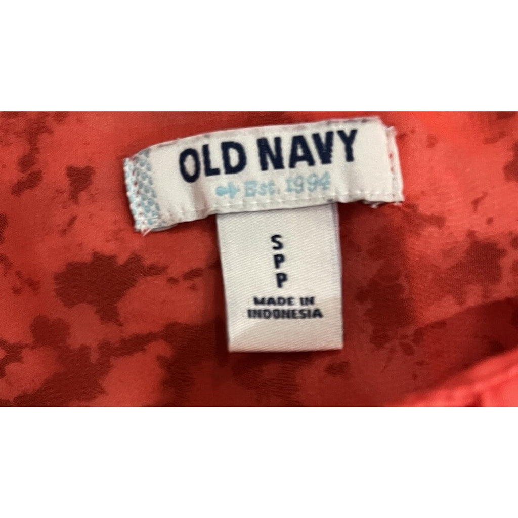 Old Navy Tye Dye Coral Orange Red Stripe Chiffon Shirt Size Small Button Up