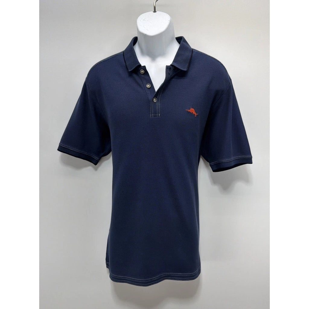 Tommy Bahama Supima Polo Shirt L Blue Golf Preppy Beach Short Sleeve