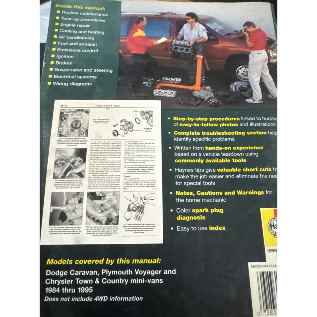 HAYNES 30010 Repair MANUAL 1984-1995 Dodge Caravan Plymouth Voyager Chrysler