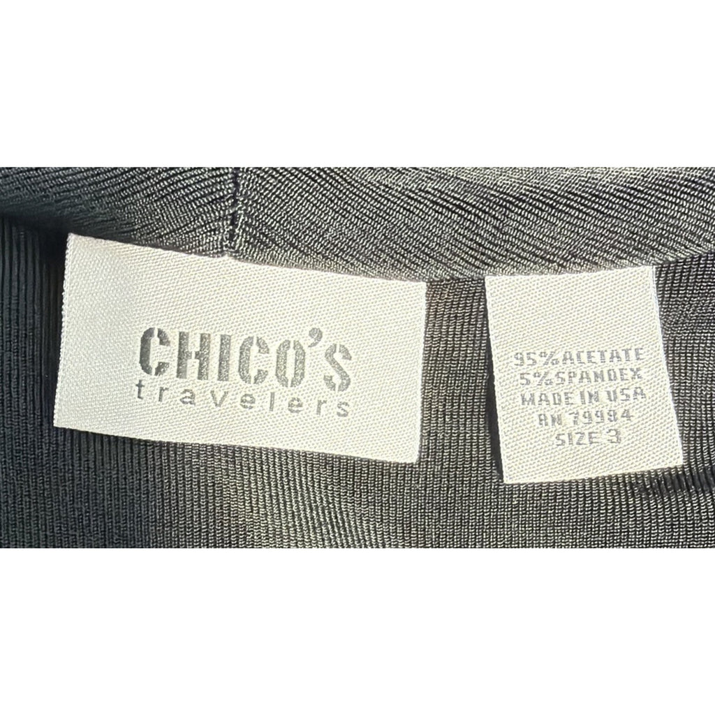 Vtg Chico's Travelers Cardigan Sz 3 XL Womens Black Open Front Acetate Made USA