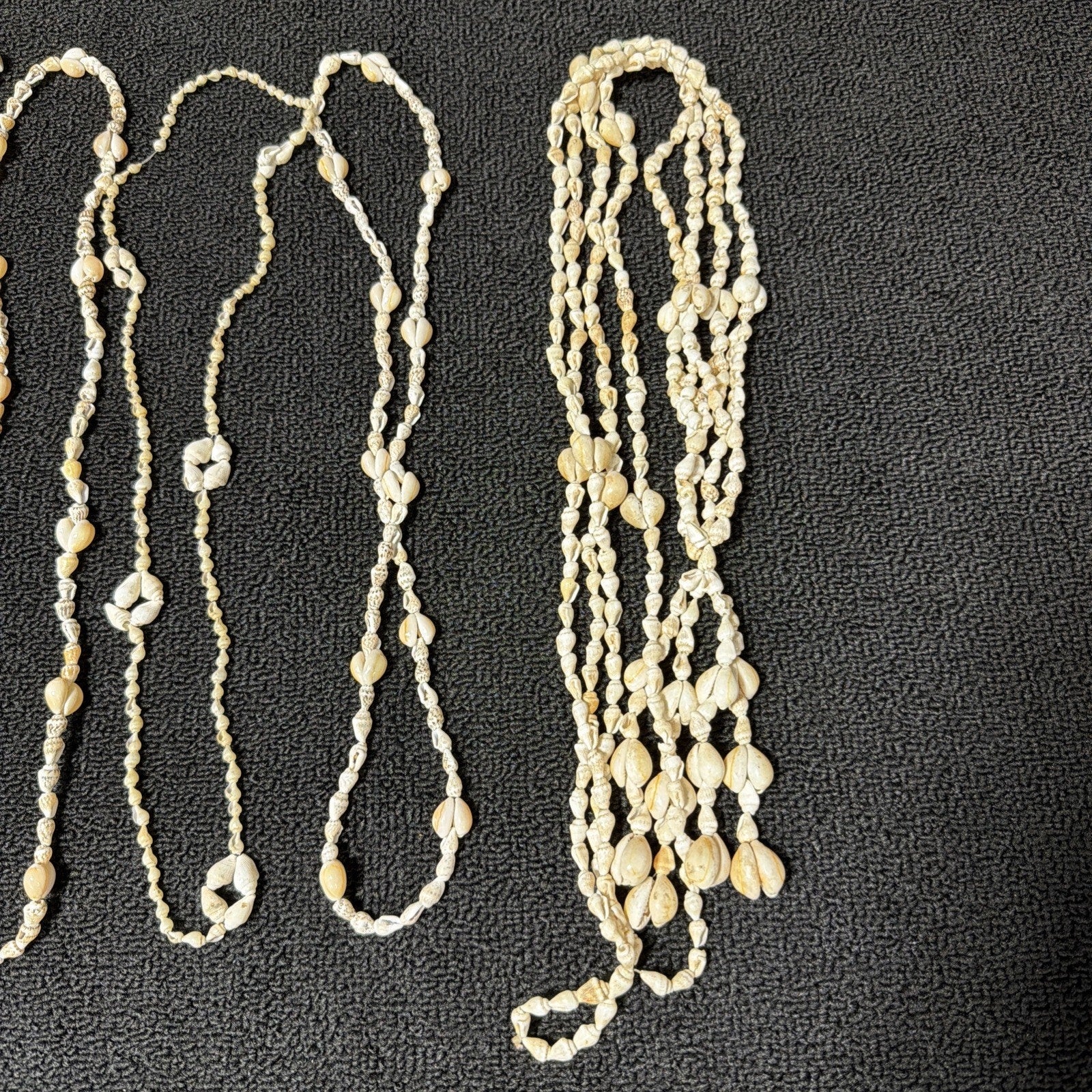 VINTAGE 6 Cowrie Sea Shell & Snail Long LEI NECKLACE Hawaii Luau Surf