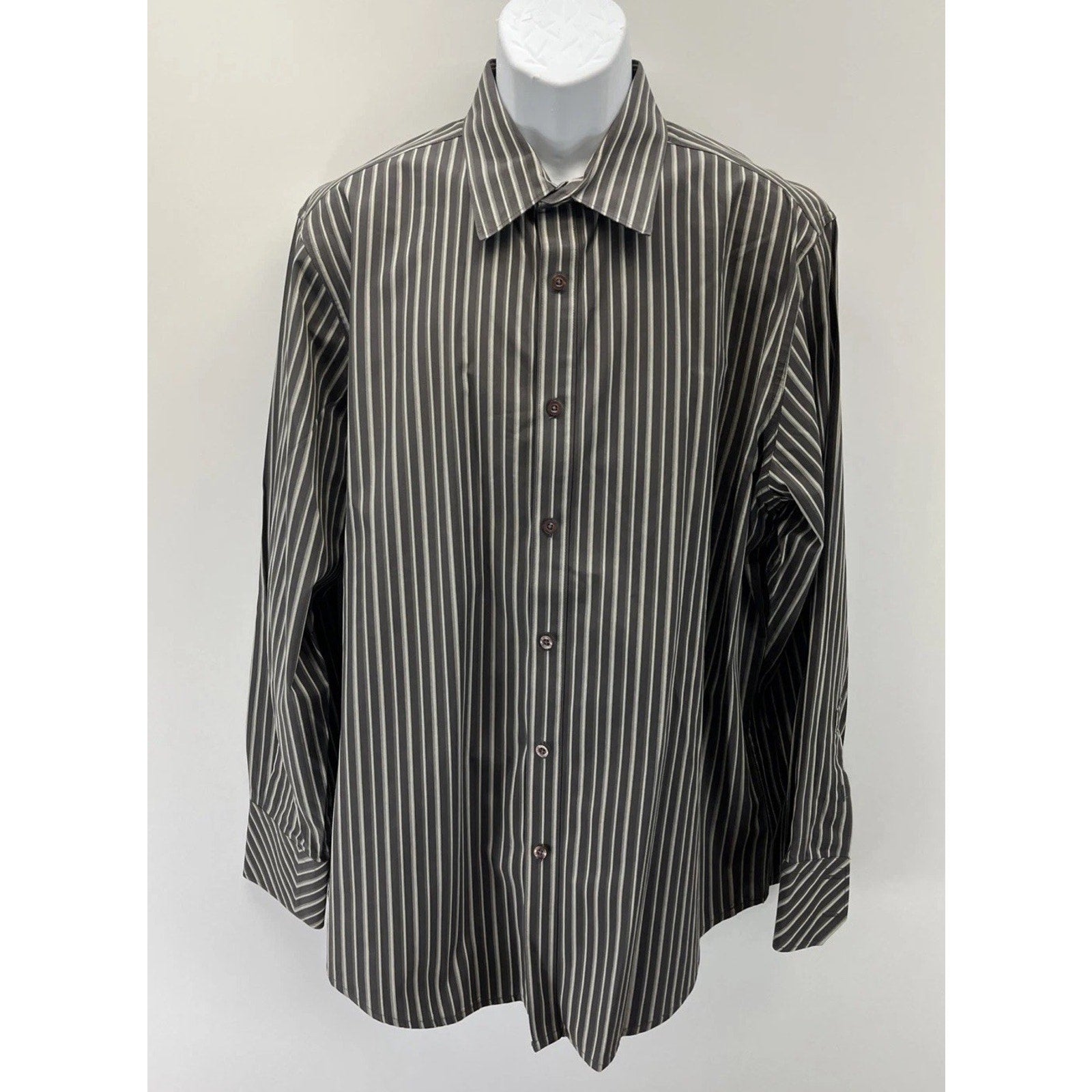 Structure premium Woven 100% Cotton Button Up Striped Long Sleeve XL