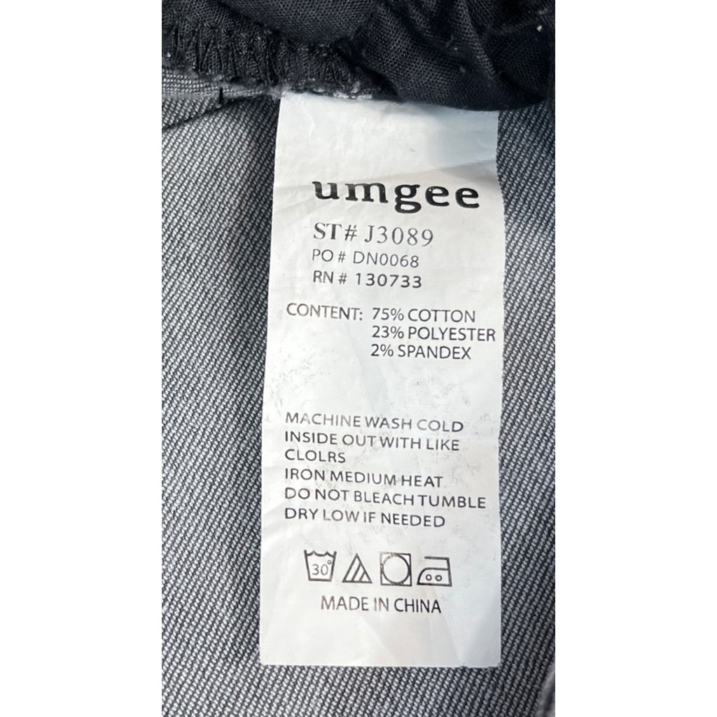 Umgee Cropped Flare Jeans Raw Hem Charcoal Wash Size 28