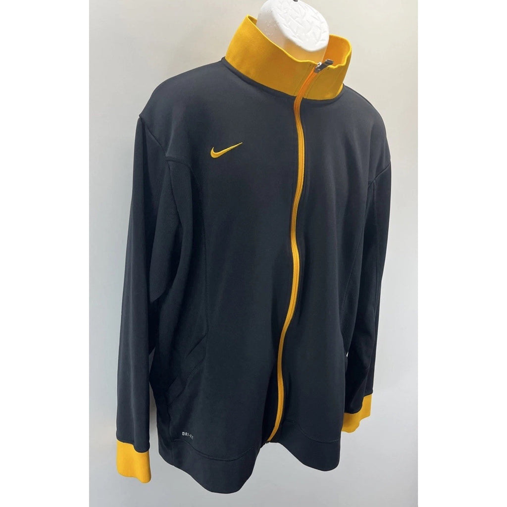 Nike Dri-FIT Track Jacket Men XL Black Gold Full Zip Athletic Training Vintage