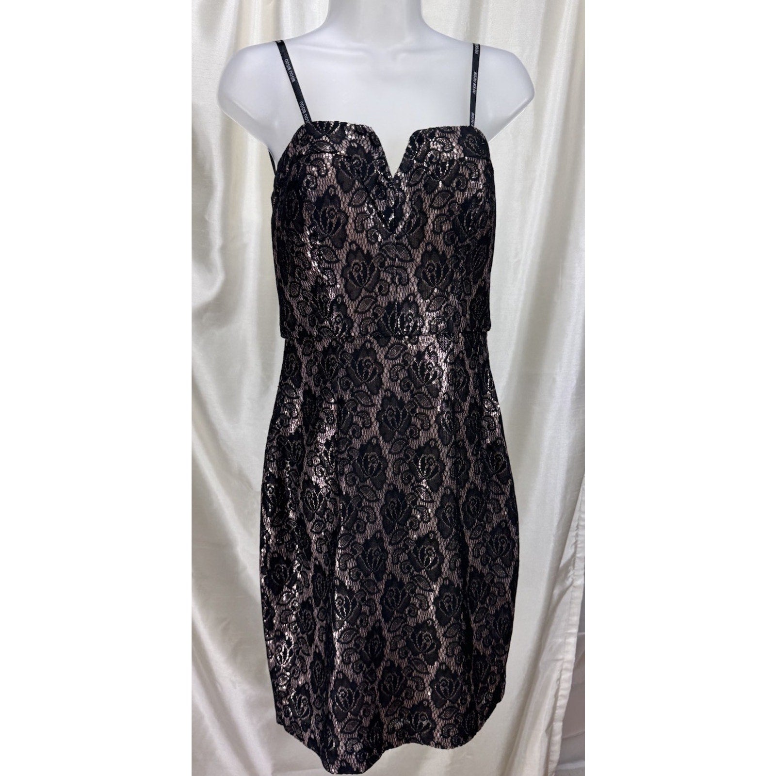 Bisou Bisou Dress Blush/Black strapless with attachable straps NWT Women’s 8