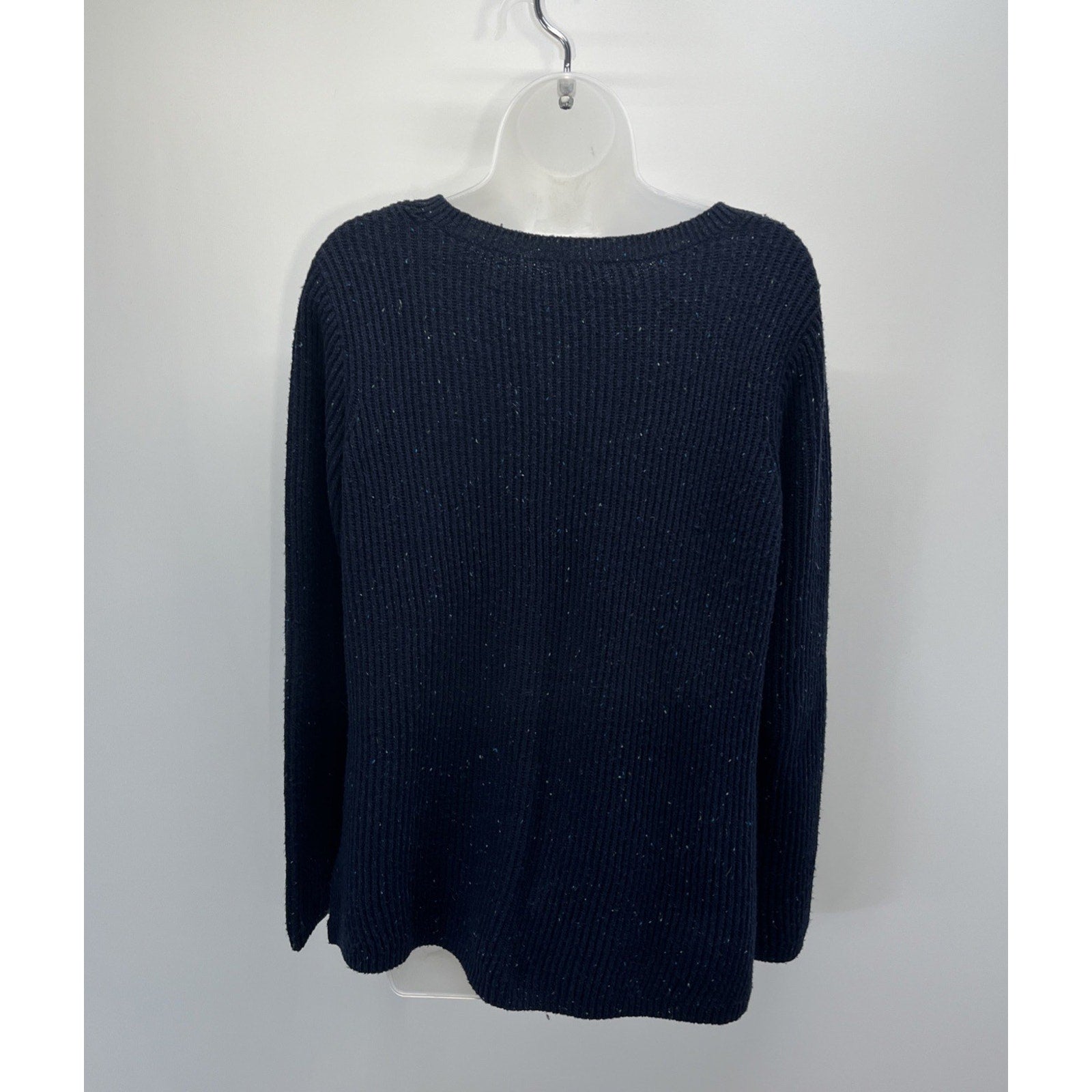 Talbots Navy Blue Cotton Blend Ribbed Knit Sweater Size Medium