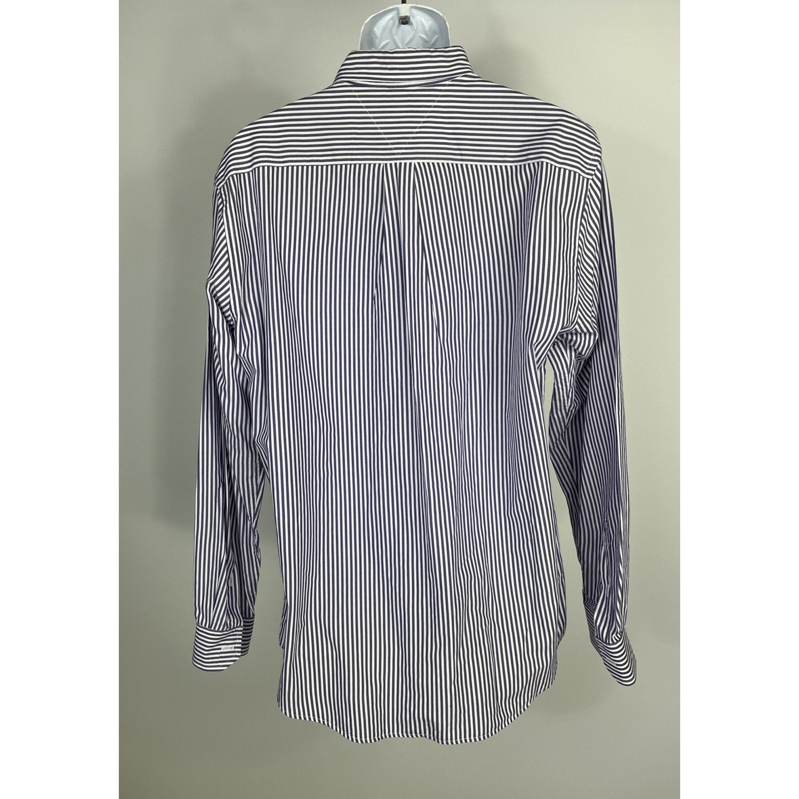 Tommy Hilfiger Academy Poplin Mens Long Sleeve Purple Striped Shirt Large