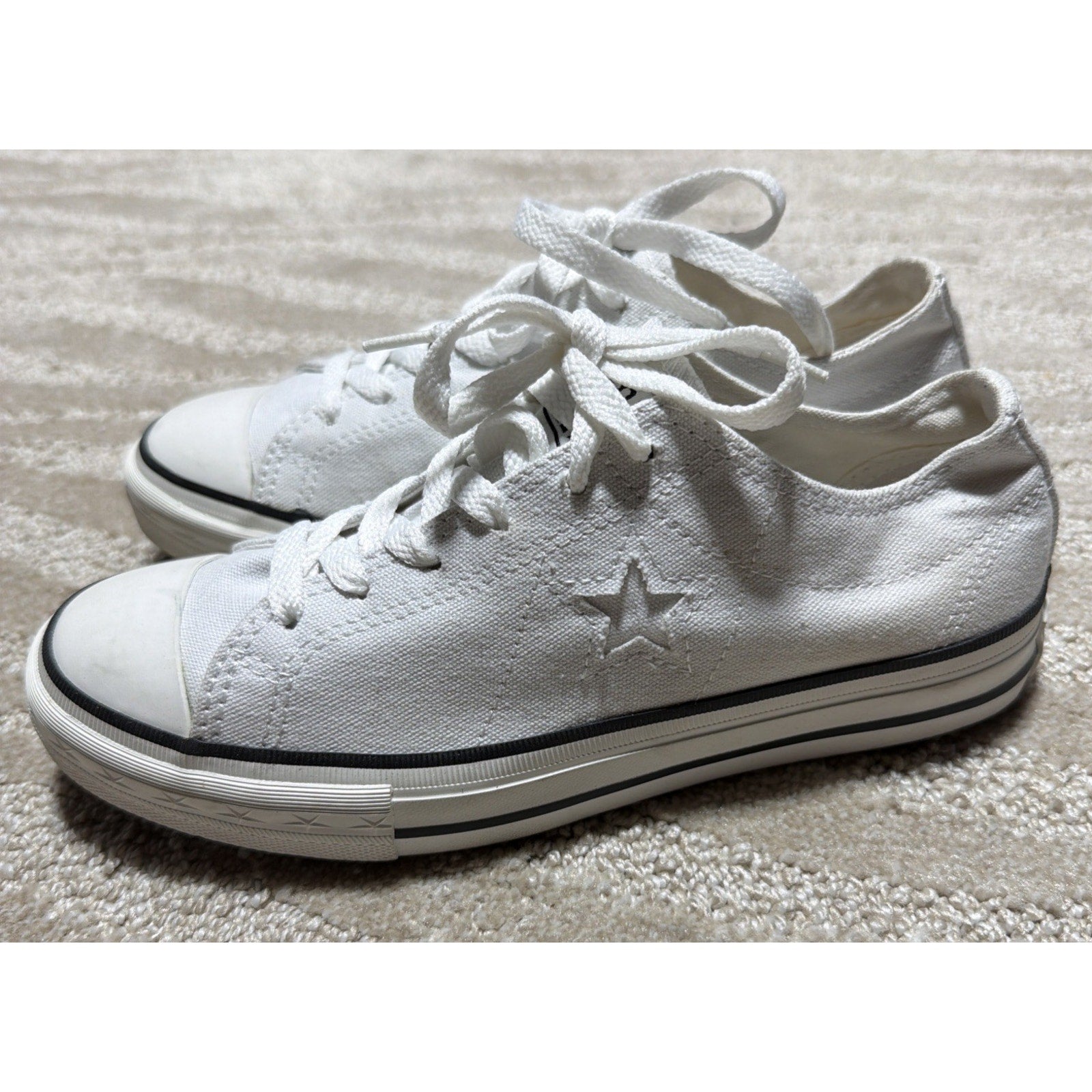 Converse Shoes Womens 6.5 One Star Cap Toe Comfort Sneakers White Canvas Lace Up