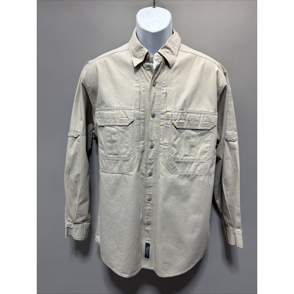 5.11 Tactical Series Khaki Button Up Long Sleeve Shirt w/ Vented Back Size M
