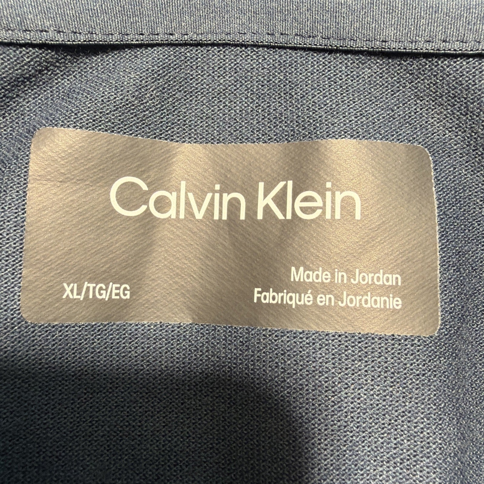 Calvin Klein 1/4 Zip Tech Polo Mens XL Blue Solid Polo Shirt Short Sleeve Logo