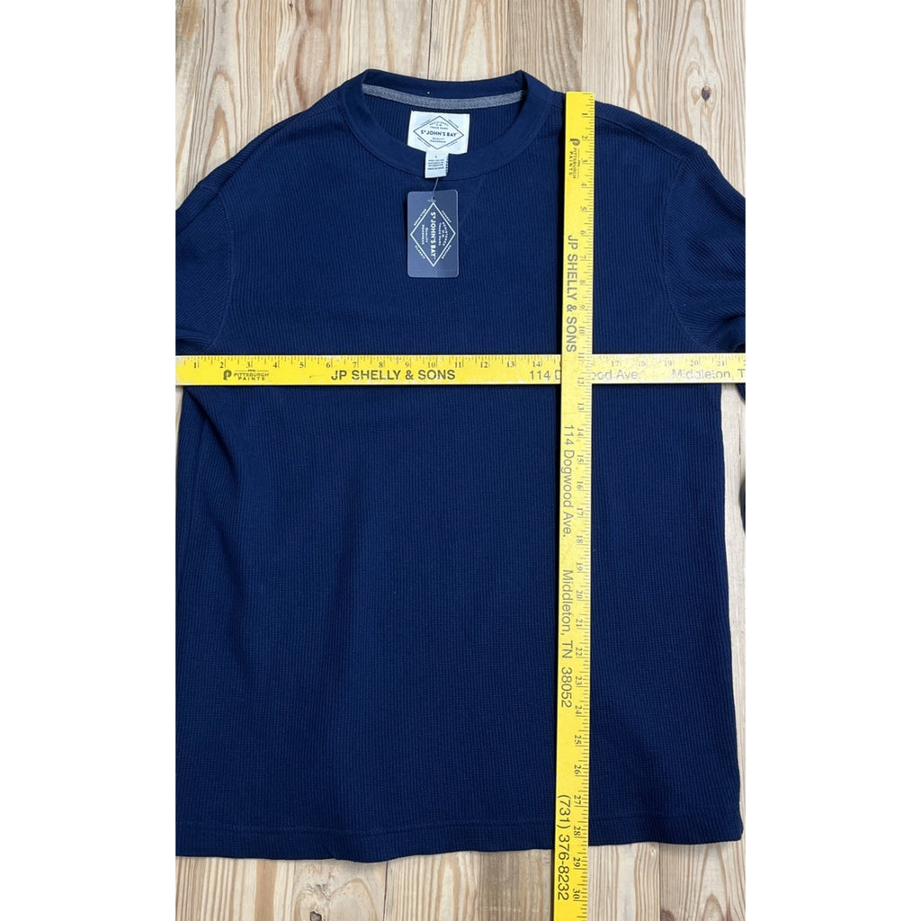 NWT St Johns Bay Mens L Knit Pullover Sweatshirt Blue Crew Neck Cotton
