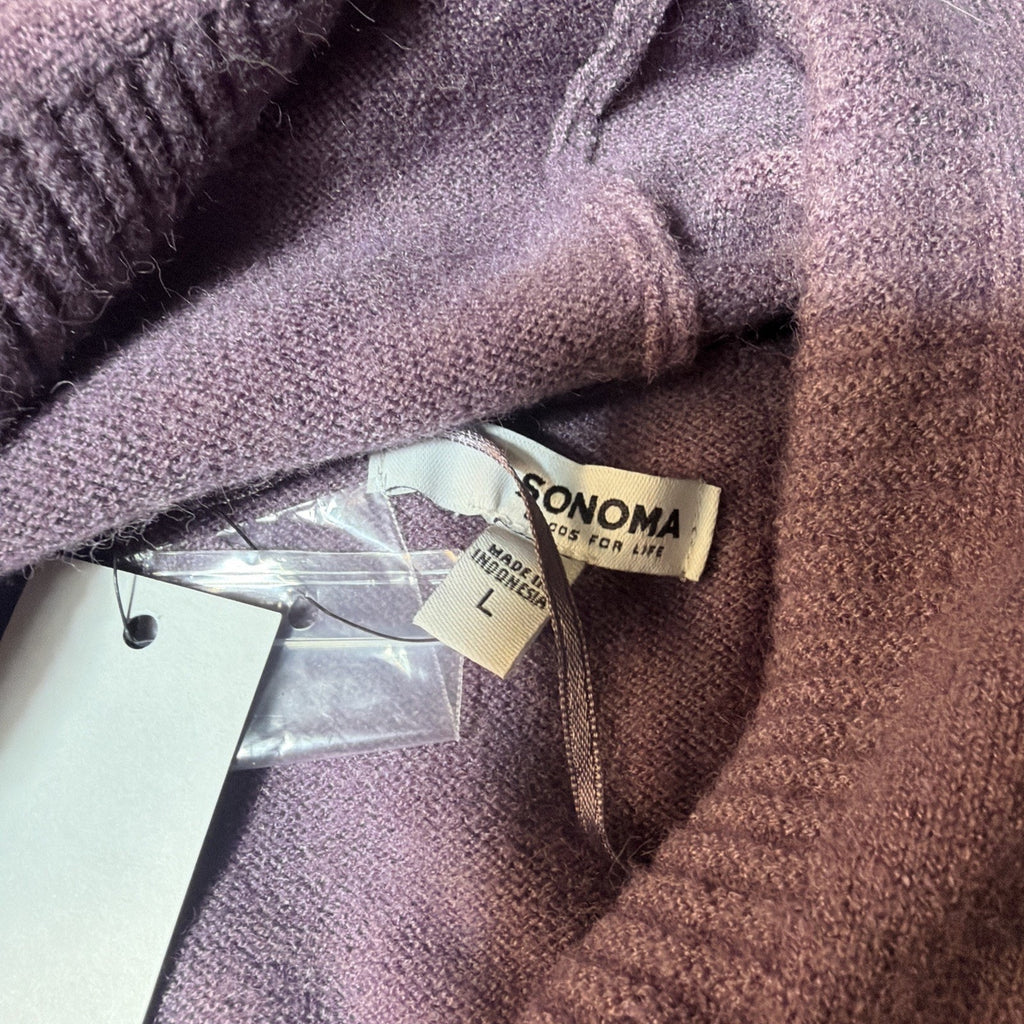 New Sonoma Women's Plum Textured Tunic Hooded Soft Sweater Size Large
