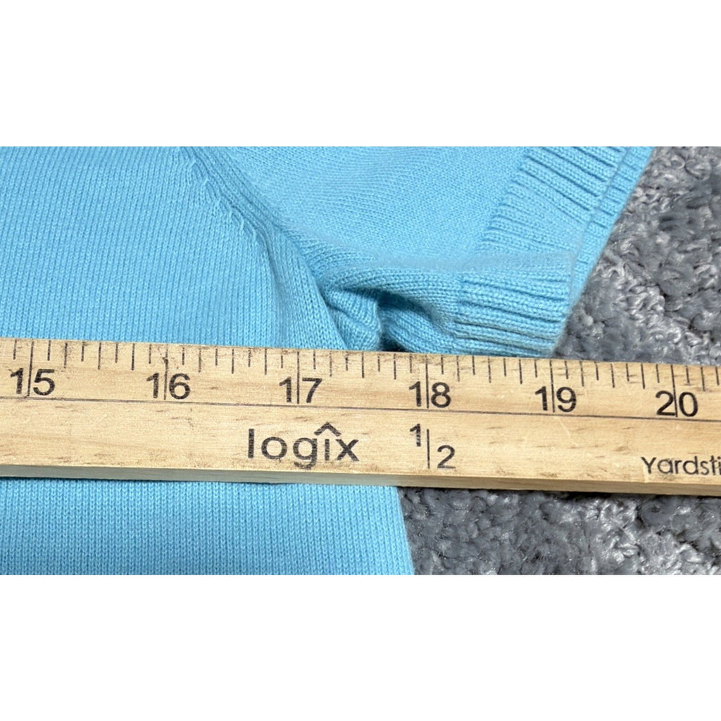 Talbots Embroidered Parakeet Birds Blue Short Sleeve Sweater Small Petite