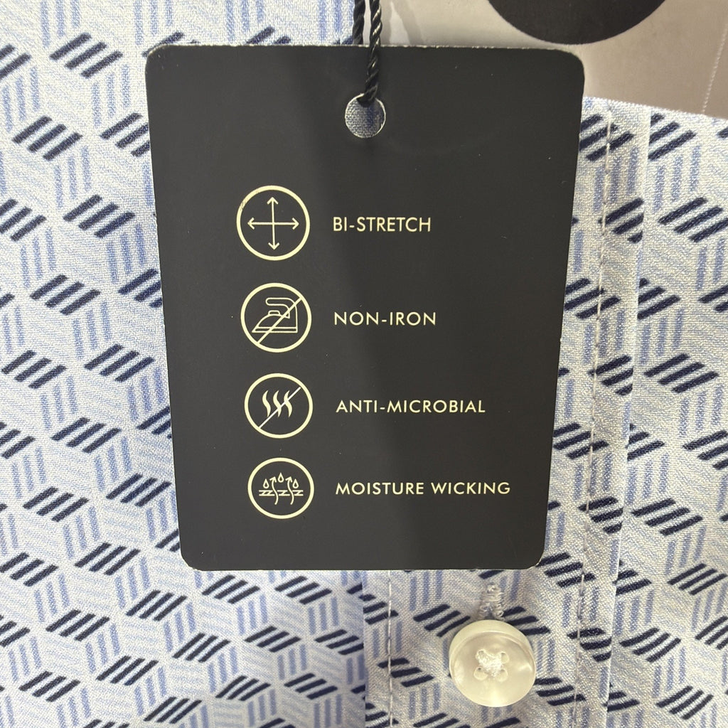 Pronto Uomo Men's Modern Fit 4 Way Stretch Shirt 2XLT NWT SS Non Iron Blue