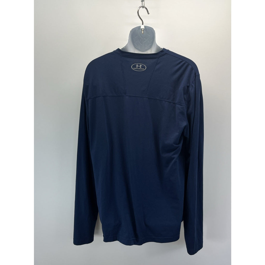 Under Armour Seamless Fitted Shirt Tee Long Sleeve Heatgear Blue Mens Size XL
