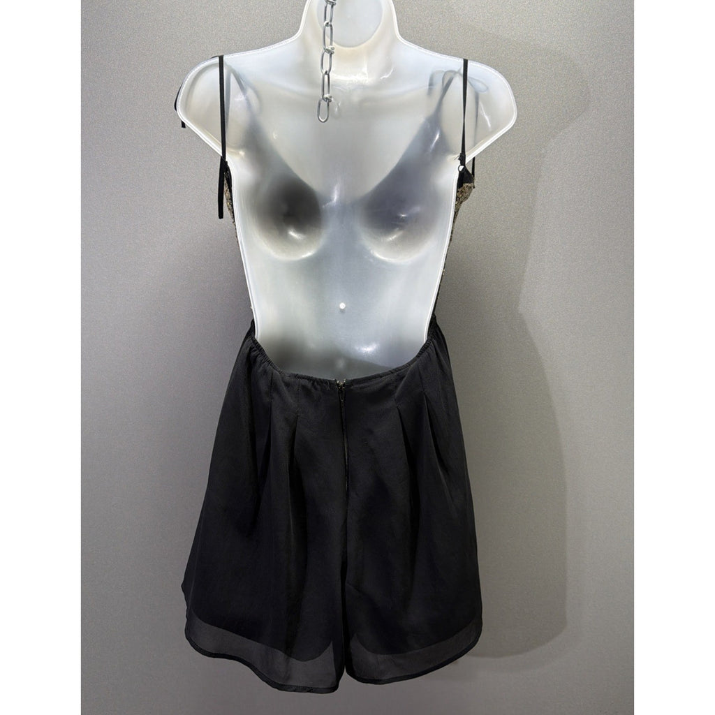 Windsor Black and Gold Sequin Party Romper Size L
