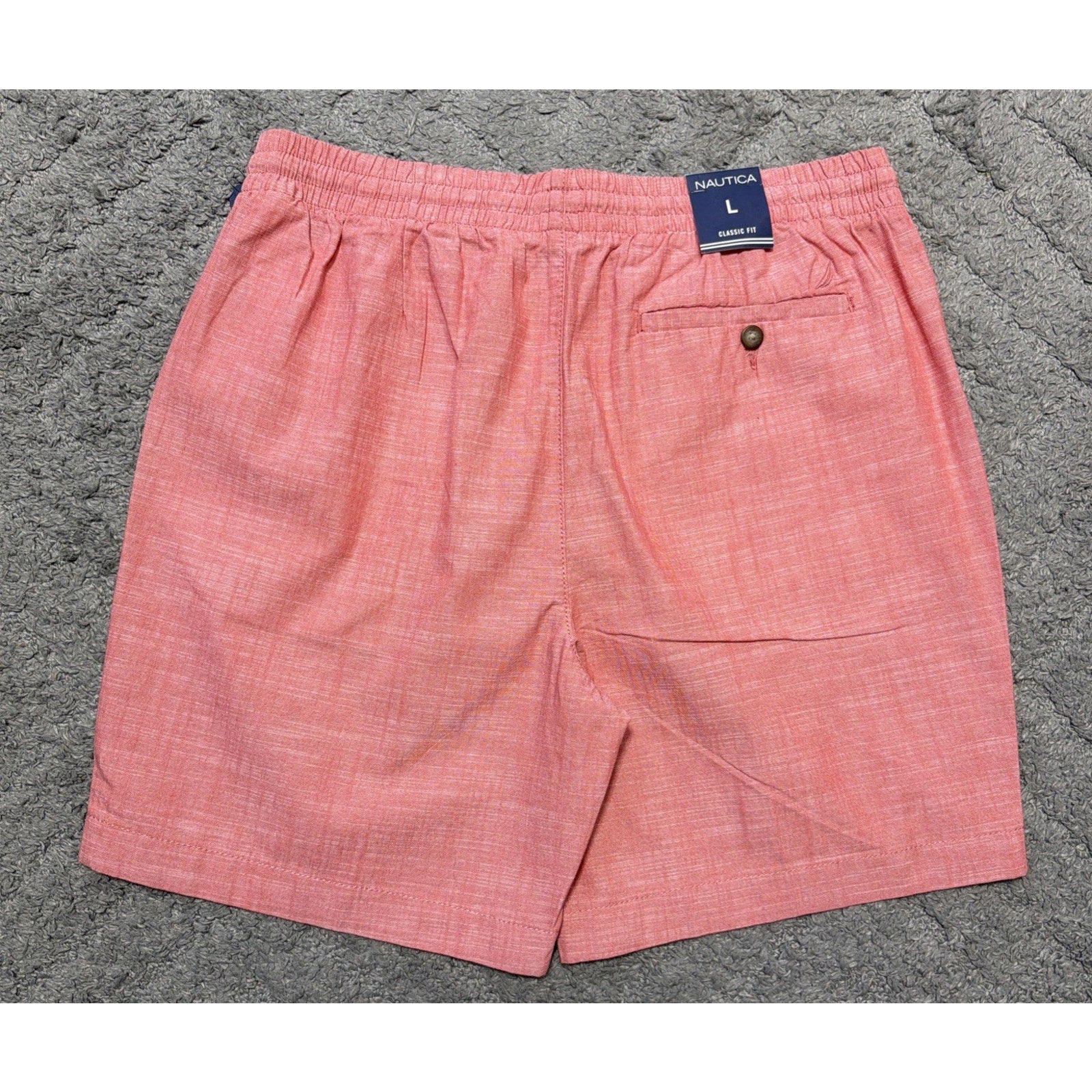 Men’s Nautica 7” Classic Fit Chambray Boardwalk Shorts In Mineral Red Size L NWT