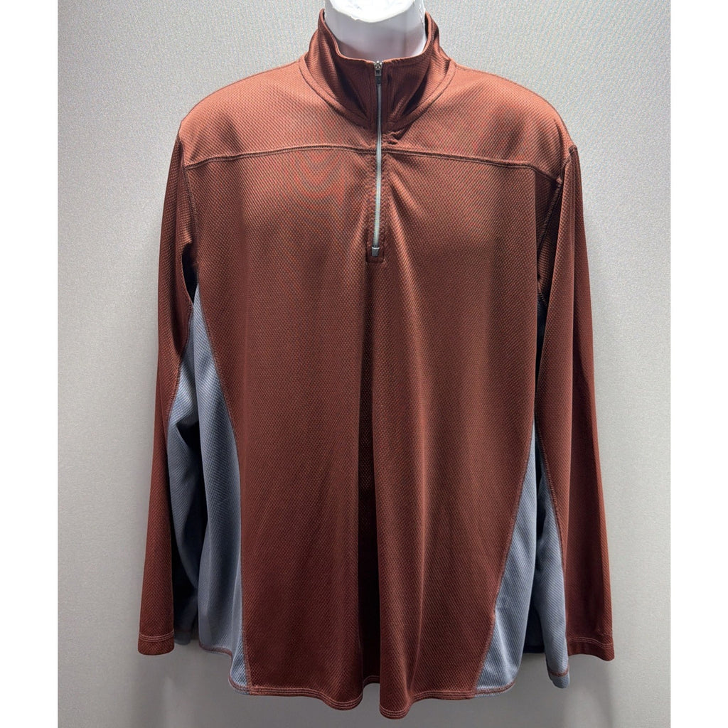 Eddie Bauer Sport Active Fit Mens Copper Gray 1/4 Zip Pullover Long Sleeve XL