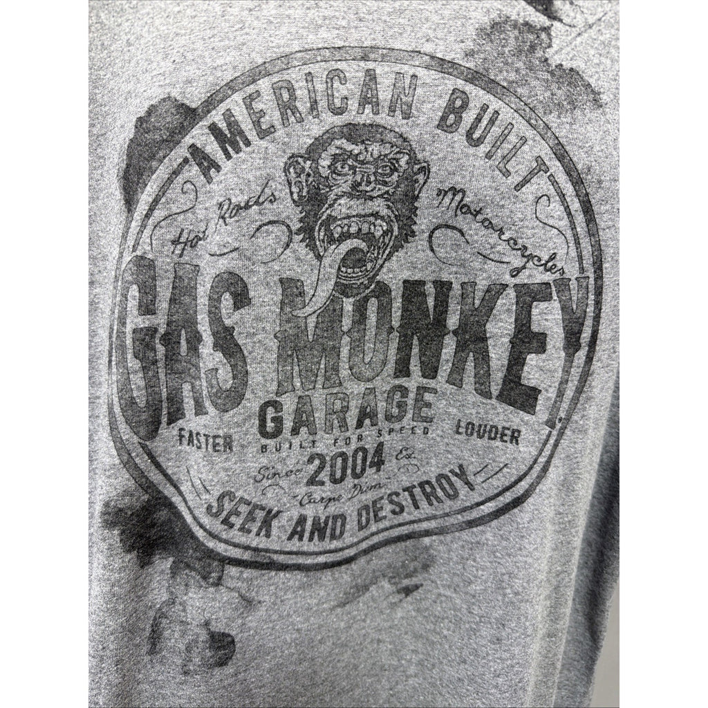 Gas Monkey Garage T-shirt Sz 2XL Adult Grey Gray Graphics T Dallas Texas 2004