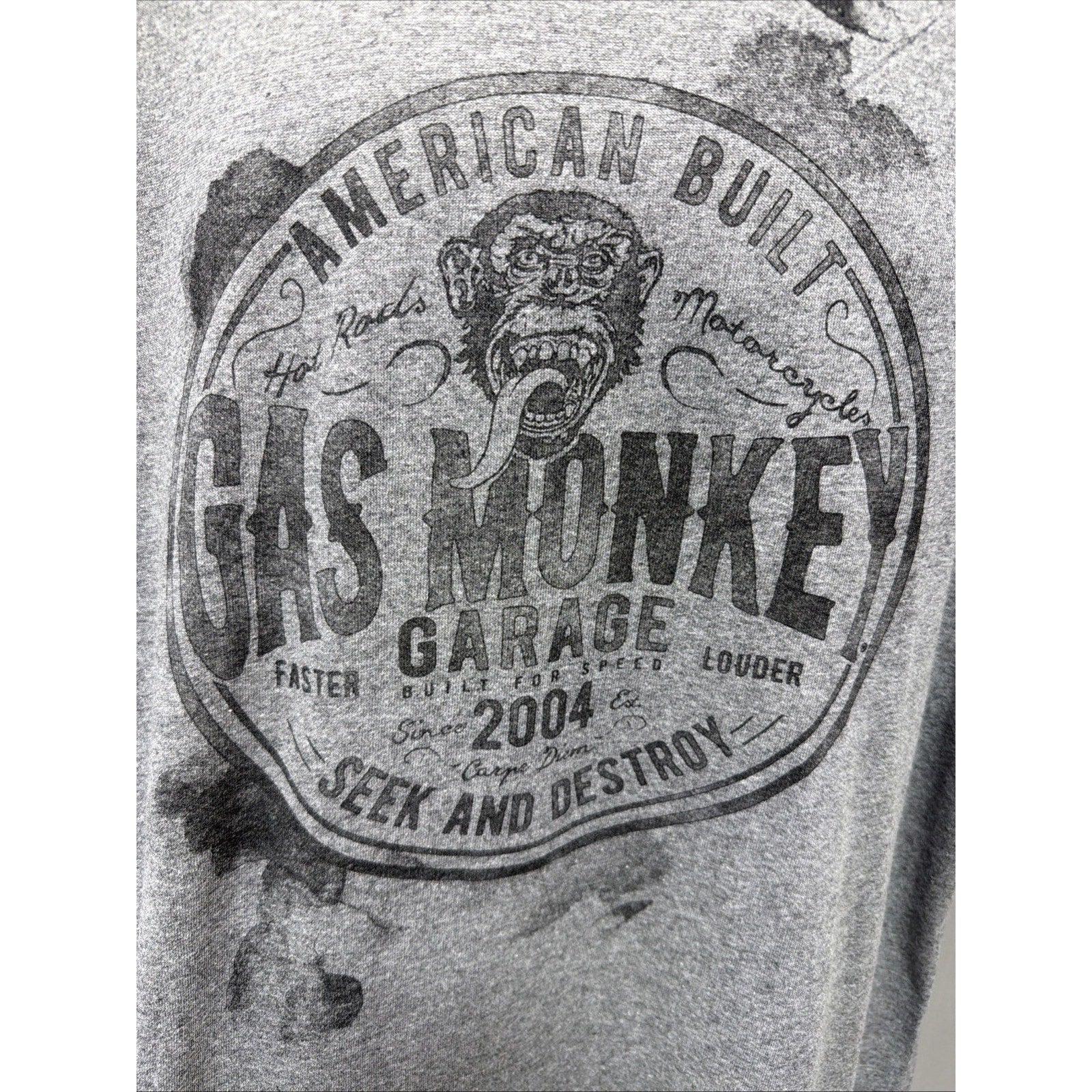 Gas Monkey Garage T-shirt Sz 2XL Adult Grey Gray Graphics T Dallas Texas 2004