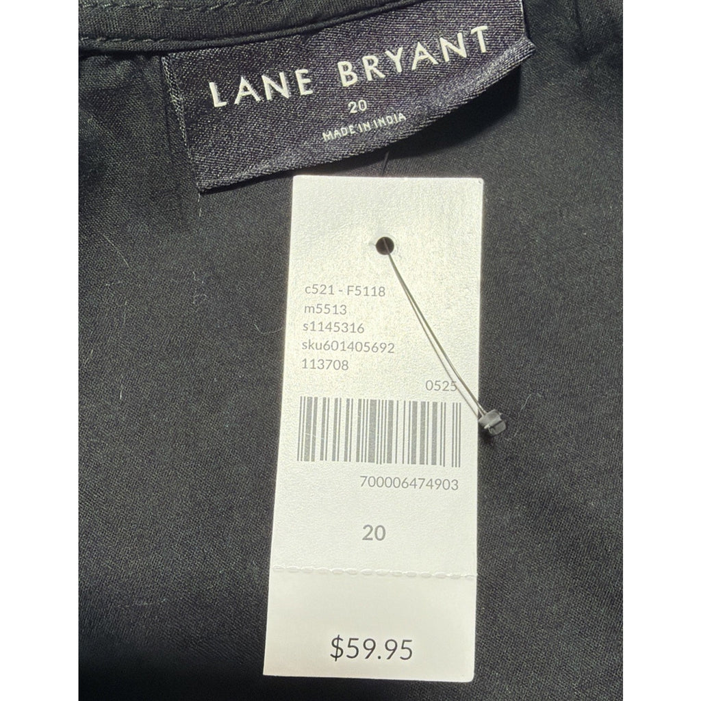 NWT Lane Bryant Blouse Women Plus Size 20 Black Ruffle Boho Peasant Casual Top