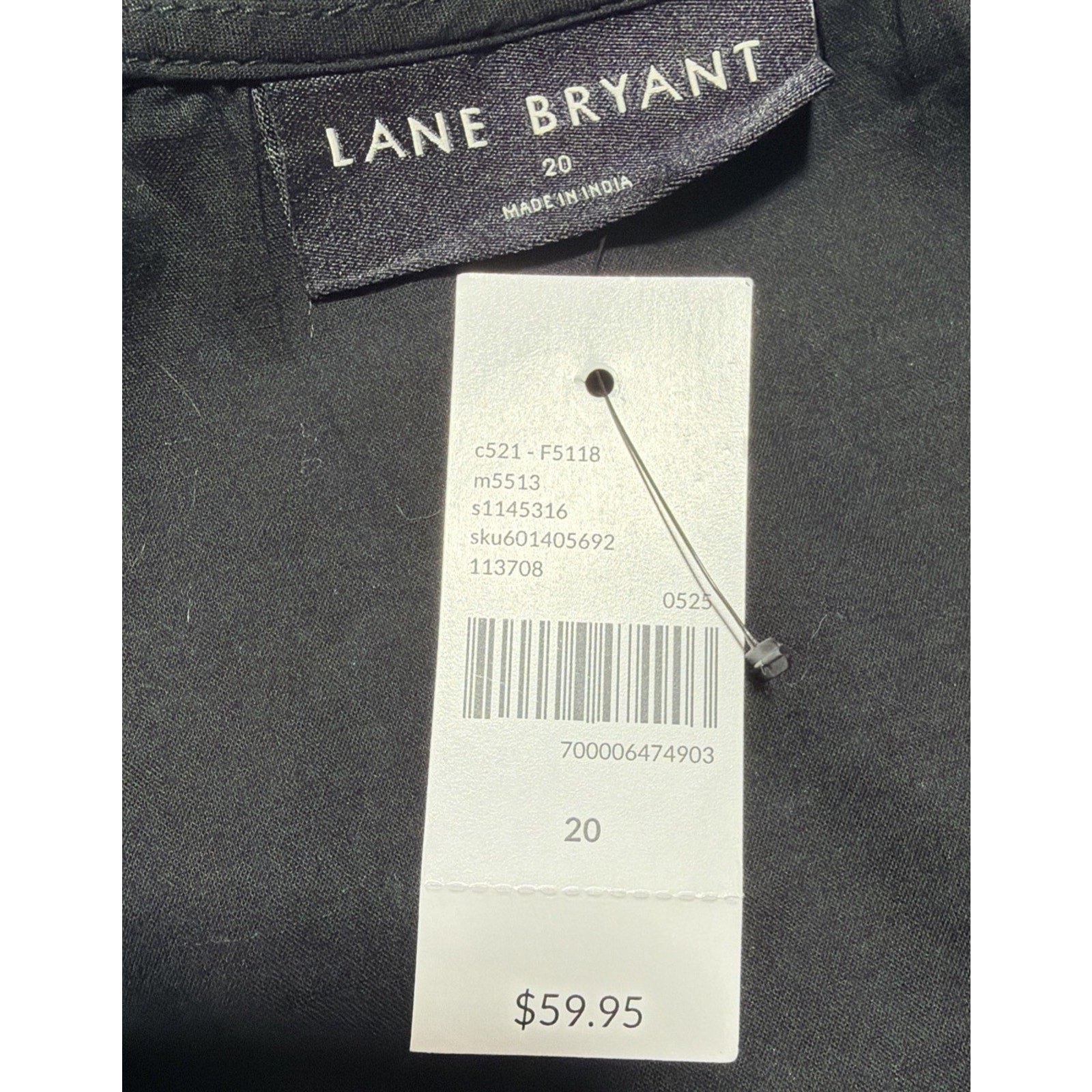 NWT Lane Bryant Blouse Women Plus Size 20 Black Ruffle Boho Peasant Casual Top