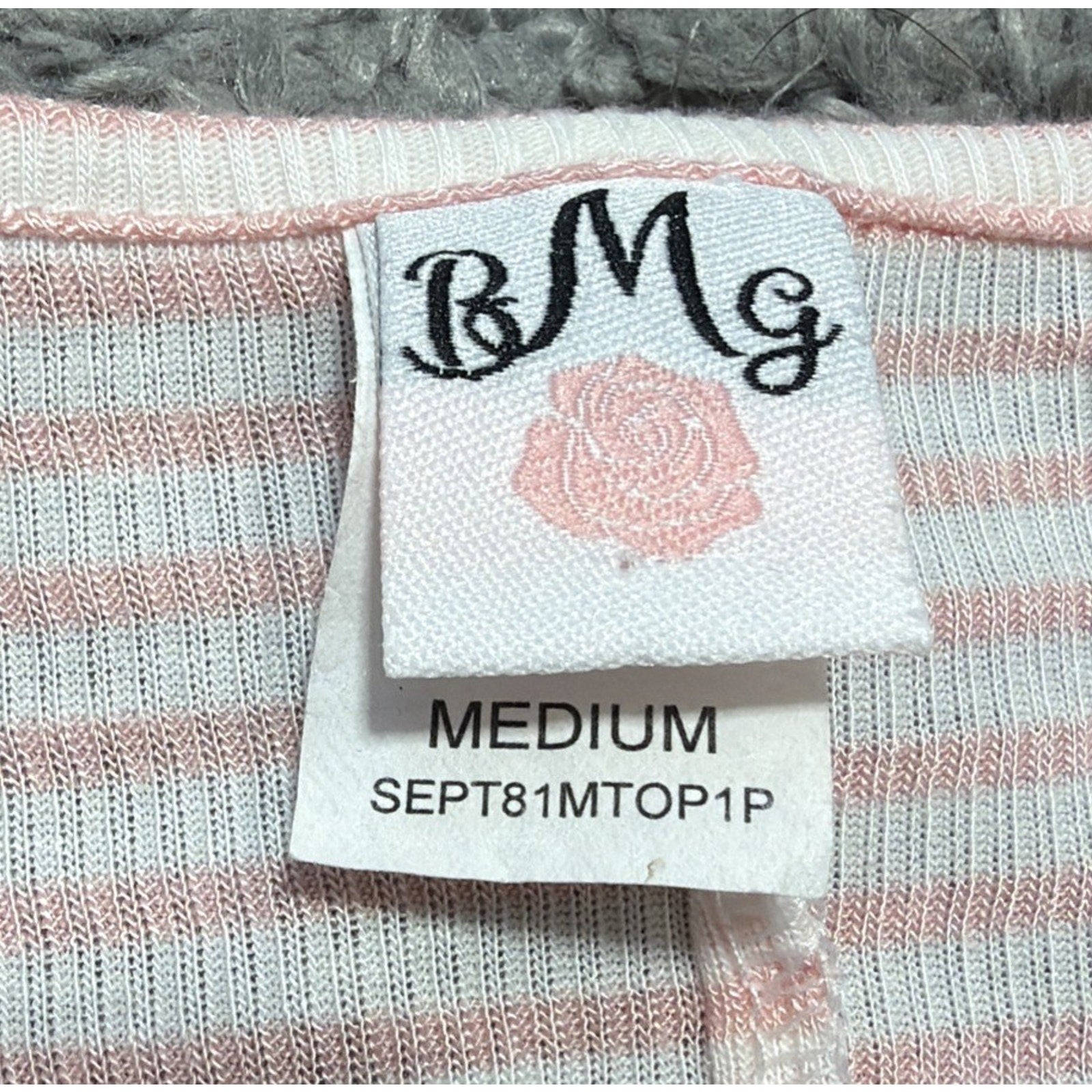 BMG Womens Boho Top Size M White Peach Striped Bell Sleeves Blouse Tunic