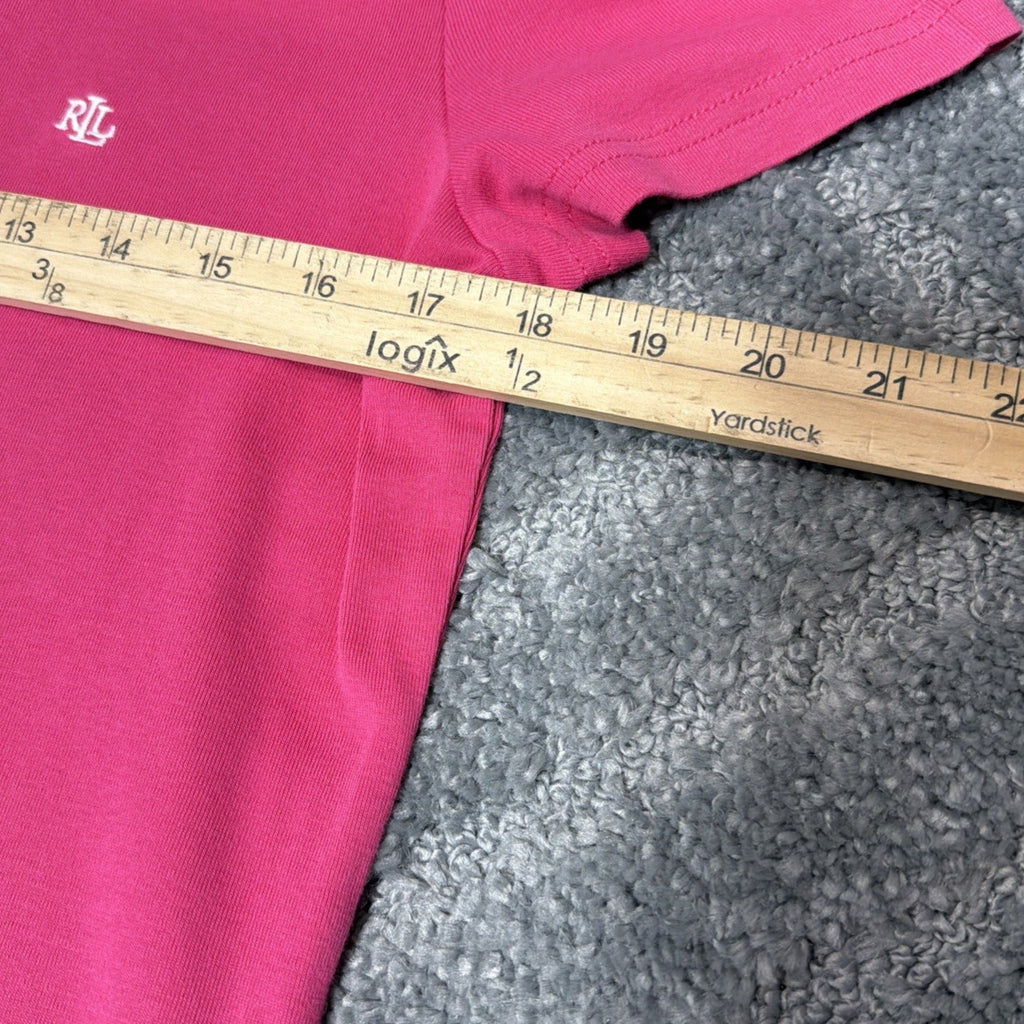 Lauren Ralph Lauren Women's L Fuscia Scoop Neck T Shirt Plain Tee Short Sleeve