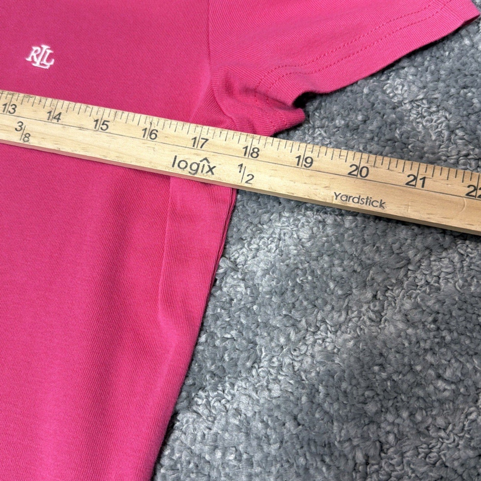 Lauren Ralph Lauren Women's L Fuscia Scoop Neck T Shirt Plain Tee Short Sleeve